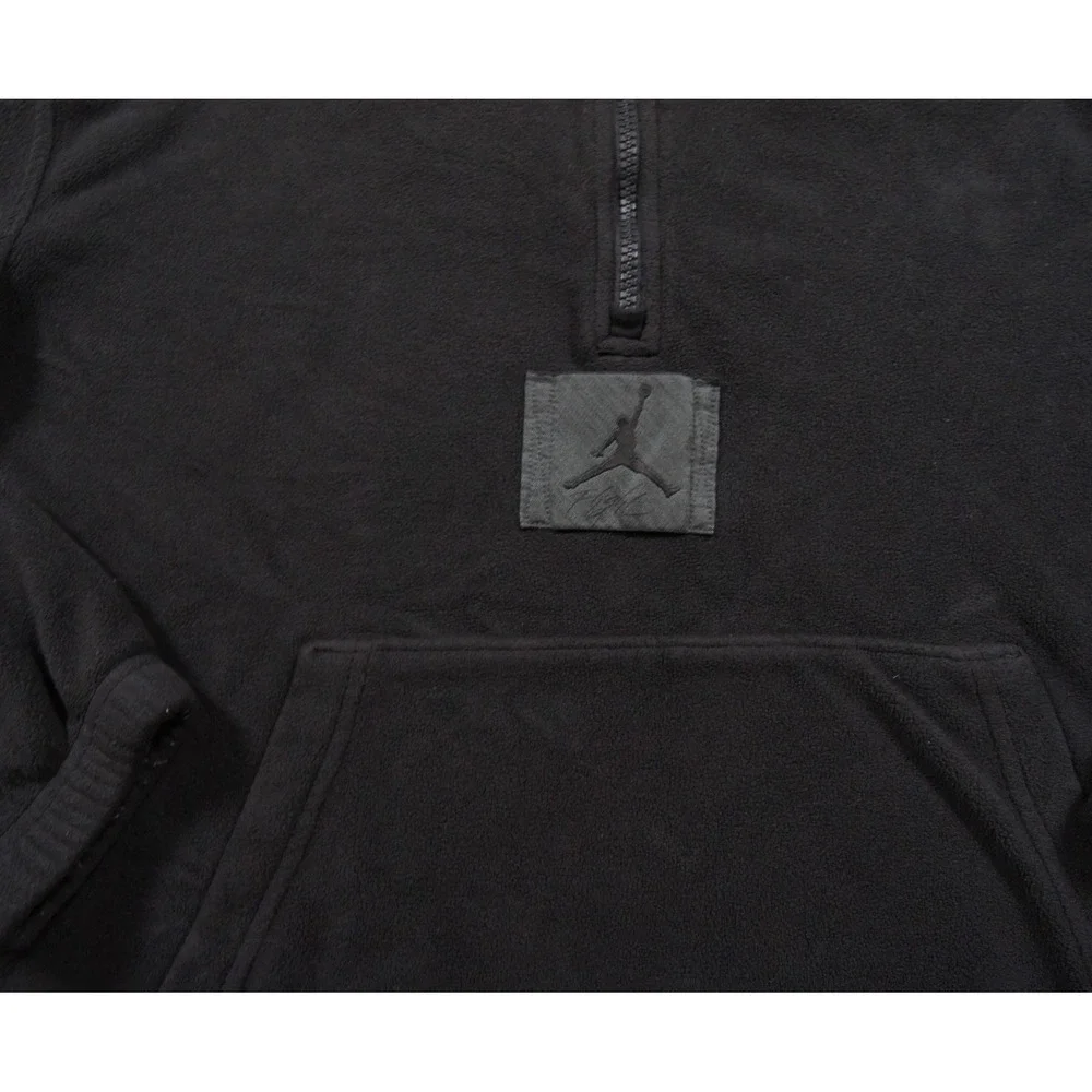 Jordan Sweater Mens Small Black Quarter Zip Fleece Jumpman Pocket Sweatshirt